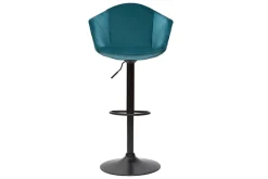 Miliboo Barhocker höhenverstellbar und 360° drehbar aus petrolblauem Samt und schwarzem Metall (2er-Set) TAYA* Barhocker