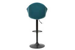 Miliboo Barhocker höhenverstellbar und 360° drehbar aus petrolblauem Samt und schwarzem Metall (2er-Set) TAYA* Barhocker