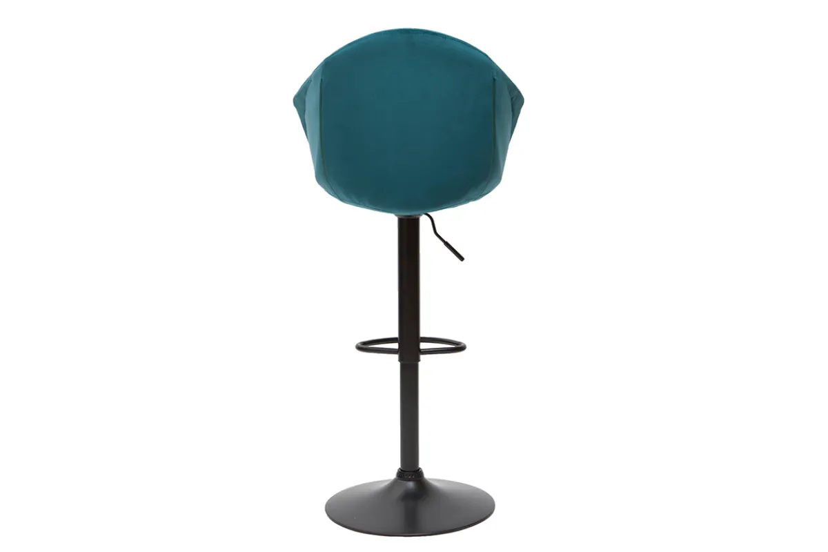 Miliboo Barhocker höhenverstellbar und 360° drehbar aus petrolblauem Samt und schwarzem Metall (2er-Set) TAYA* Barhocker