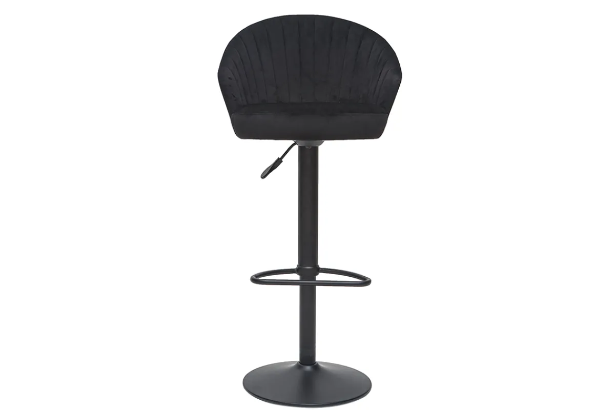 Miliboo Barhocker, höhenverstellbar, schwarzer Samt IZAAC* Barhocker