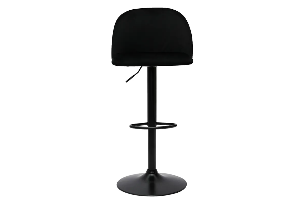 Miliboo Barhocker höhenverstellbar schwarzer Samt und schwarzes Metall (2er-Set) CELESTE* Barhocker
