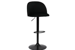 Miliboo Barhocker höhenverstellbar schwarzer Samt und schwarzes Metall (2er-Set) CELESTE* Barhocker