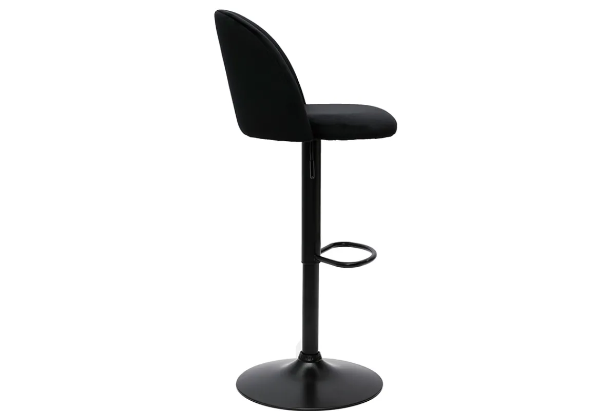 Miliboo Barhocker höhenverstellbar schwarzer Samt und schwarzes Metall (2er-Set) CELESTE* Barhocker