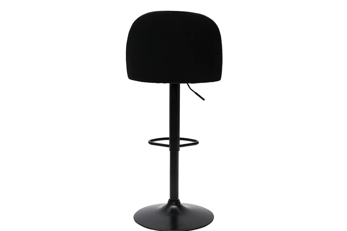 Miliboo Barhocker höhenverstellbar schwarzer Samt und schwarzes Metall (2er-Set) CELESTE* Barhocker