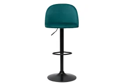 Miliboo Barhocker höhenverstellbar aus petrolblauem Samt und schwarzem Metall (2er-Set) CELESTE* Barhocker
