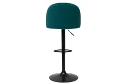 Miliboo Barhocker höhenverstellbar aus petrolblauem Samt und schwarzem Metall (2er-Set) CELESTE* Barhocker