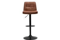 Miliboo Barhocker höhenverstellbar braunes Polyurethan und schwarzes Metall (2er-Set) ZUCK* Barhocker