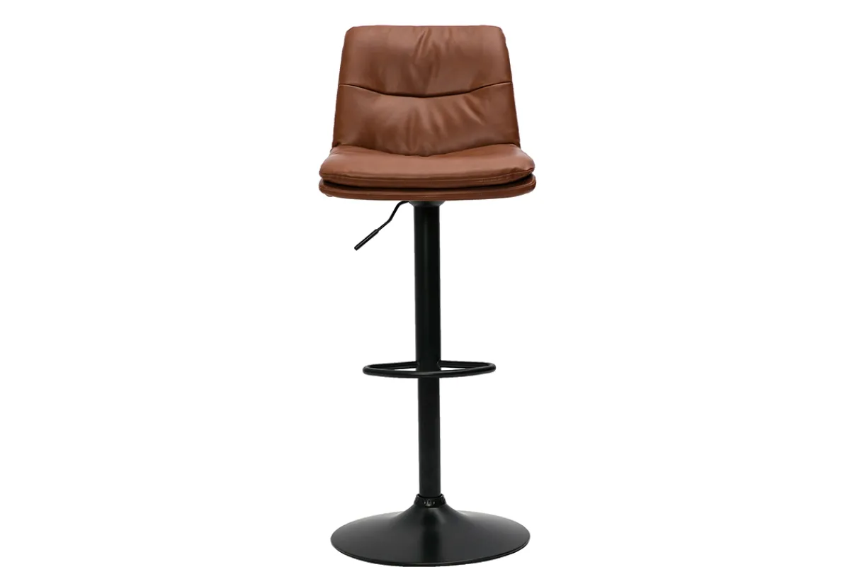 Miliboo Barhocker höhenverstellbar braunes Polyurethan und schwarzes Metall (2er-Set) ZUCK* Barhocker