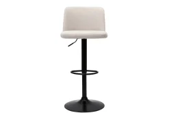 Miliboo Barhocker höhenverstellbar Stoff mit strukturiertem Samteffekt in Beige und schwarzes Metall (2er-Set) MONTI* Barhocker