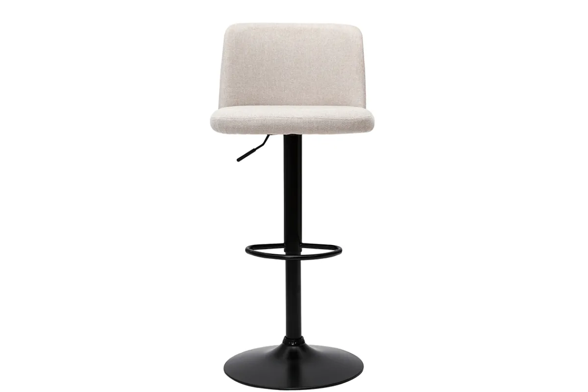 Miliboo Barhocker höhenverstellbar Stoff mit strukturiertem Samteffekt in Beige und schwarzes Metall (2er-Set) MONTI* Barhocker