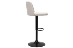 Miliboo Barhocker höhenverstellbar Stoff mit strukturiertem Samteffekt in Beige und schwarzes Metall (2er-Set) MONTI* Barhocker