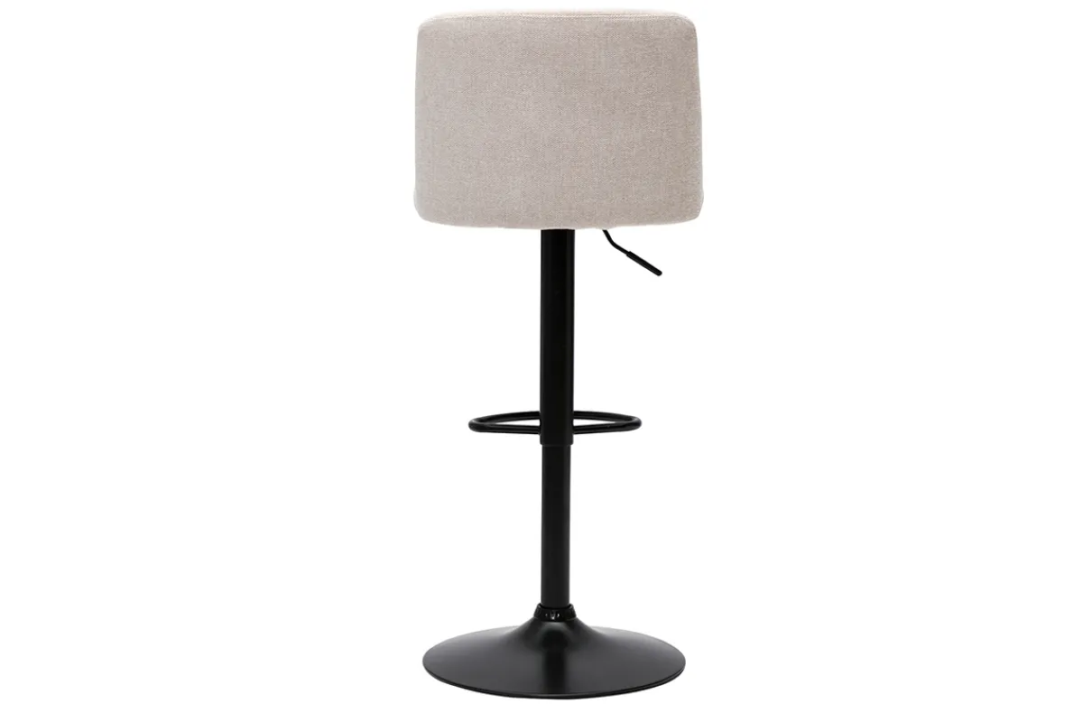 Miliboo Barhocker höhenverstellbar Stoff mit strukturiertem Samteffekt in Beige und schwarzes Metall (2er-Set) MONTI* Barhocker