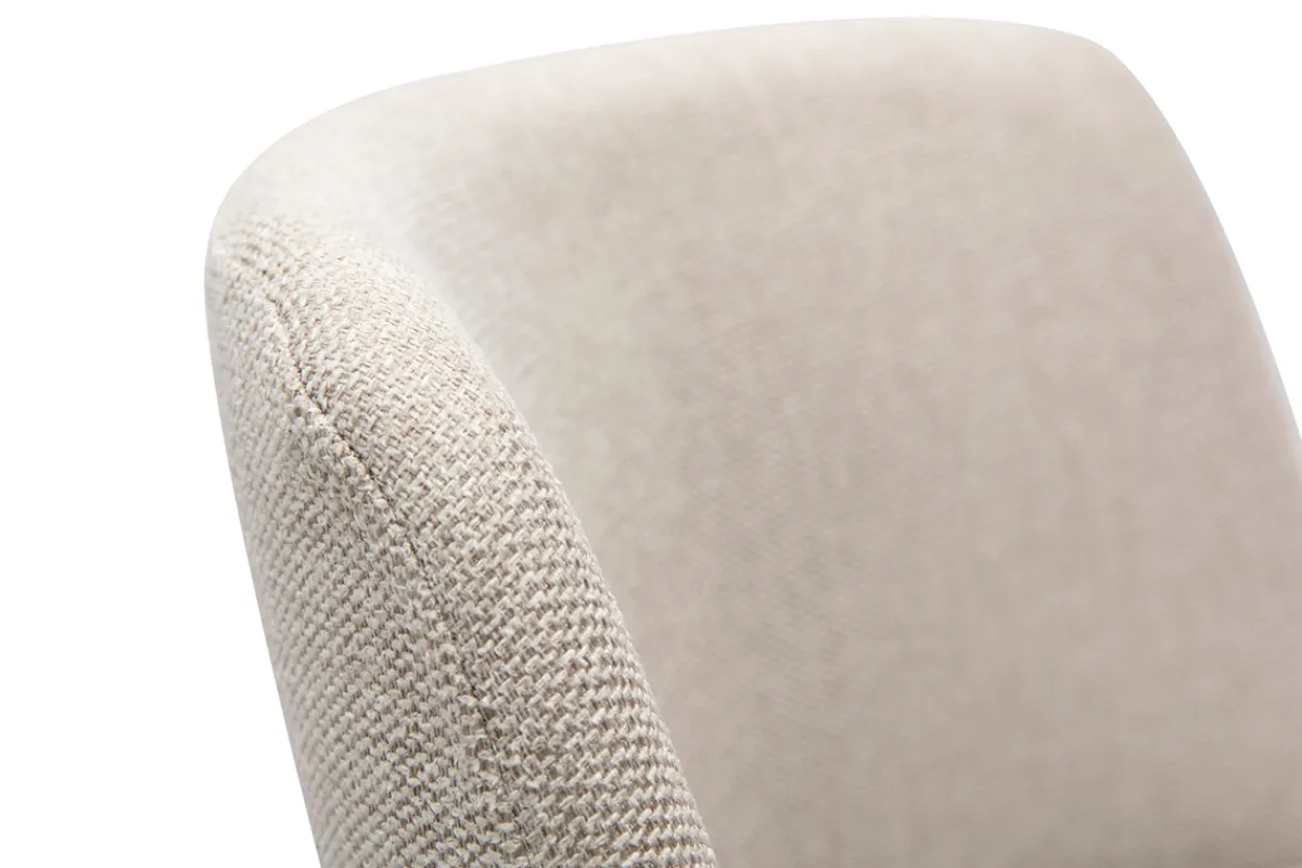 Miliboo Barhocker höhenverstellbar Stoff mit strukturiertem Samteffekt in Beige und schwarzes Metall (2er-Set) MONTI* Barhocker