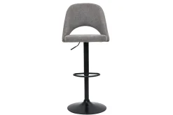 Miliboo Barhocker höhenverstellbar Stoff mit strukturiertem Samteffekt in Grau und schwarzes Metall (2er-Set) COSETTE* Barhocker