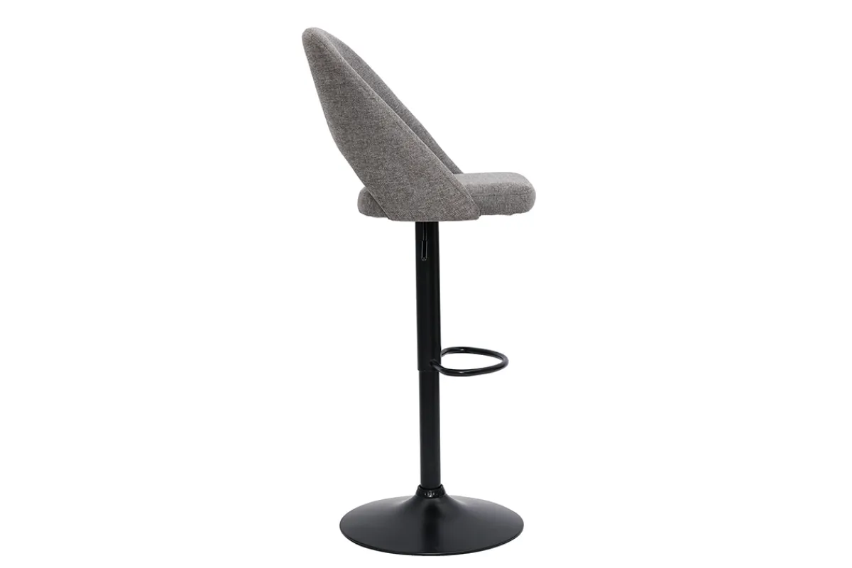 Miliboo Barhocker höhenverstellbar Stoff mit strukturiertem Samteffekt in Grau und schwarzes Metall (2er-Set) COSETTE* Barhocker