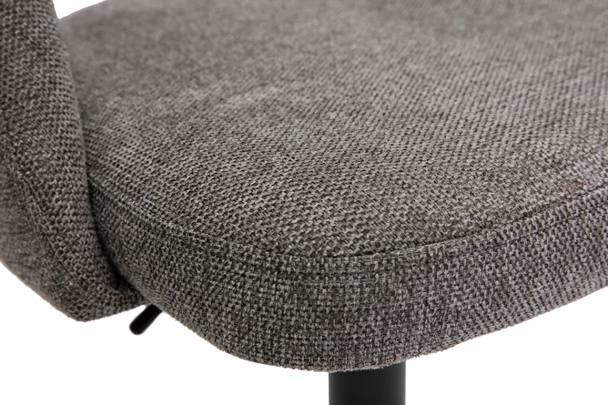 Miliboo Barhocker höhenverstellbar Stoff mit strukturiertem Samteffekt in Grau und schwarzes Metall (2er-Set) COSETTE* Barhocker