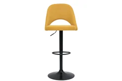 Miliboo Barhocker höhenverstellbar Stoff mit strukturiertem Samteffekt in Gelb und schwarzes Metall (2er-Set) COSETTE* Barhocker