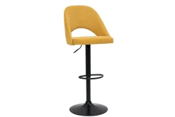 Miliboo Barhocker höhenverstellbar Stoff mit strukturiertem Samteffekt in Gelb und schwarzes Metall (2er-Set) COSETTE* Barhocker