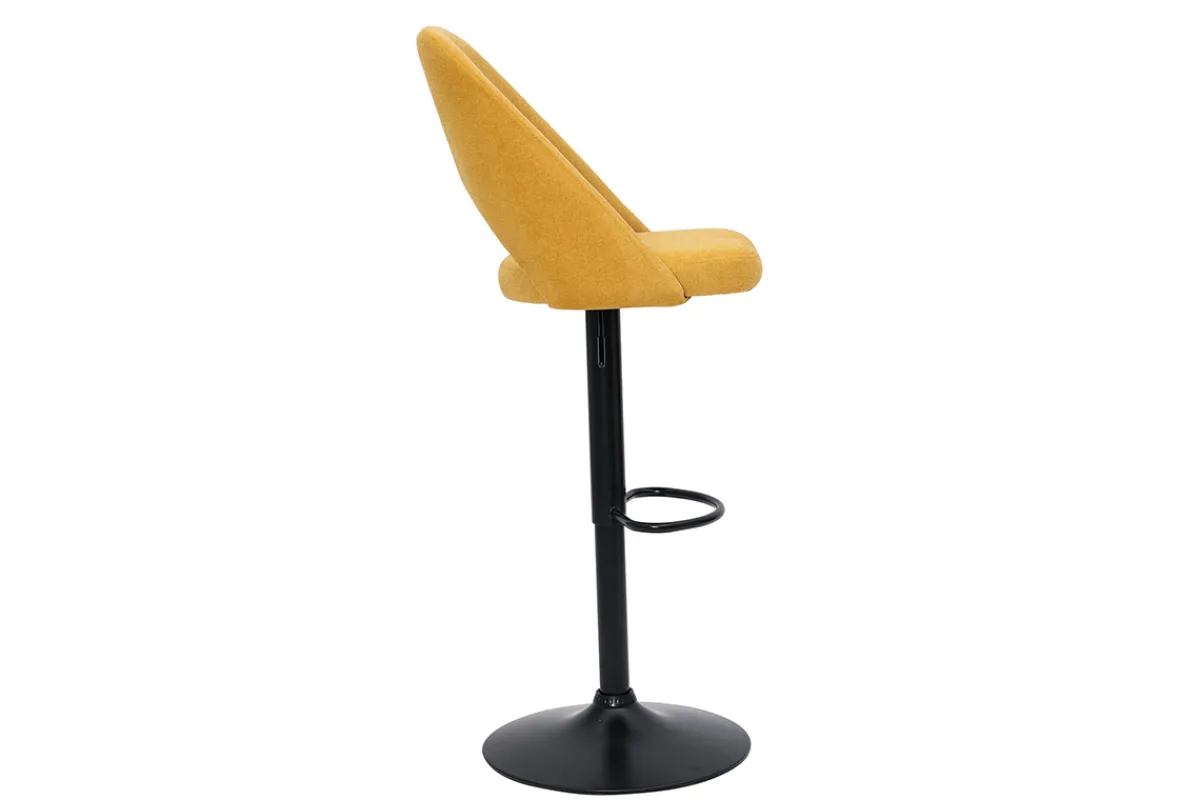 Miliboo Barhocker höhenverstellbar Stoff mit strukturiertem Samteffekt in Gelb und schwarzes Metall (2er-Set) COSETTE* Barhocker