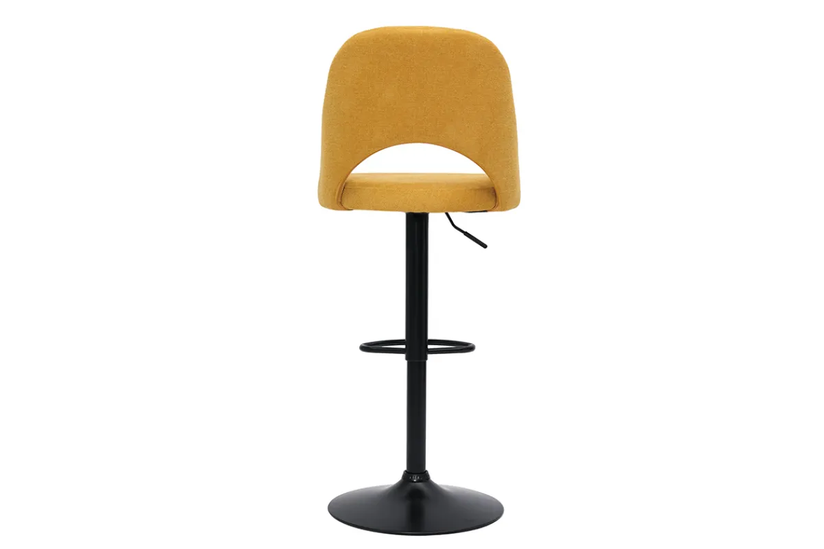 Miliboo Barhocker höhenverstellbar Stoff mit strukturiertem Samteffekt in Gelb und schwarzes Metall (2er-Set) COSETTE* Barhocker