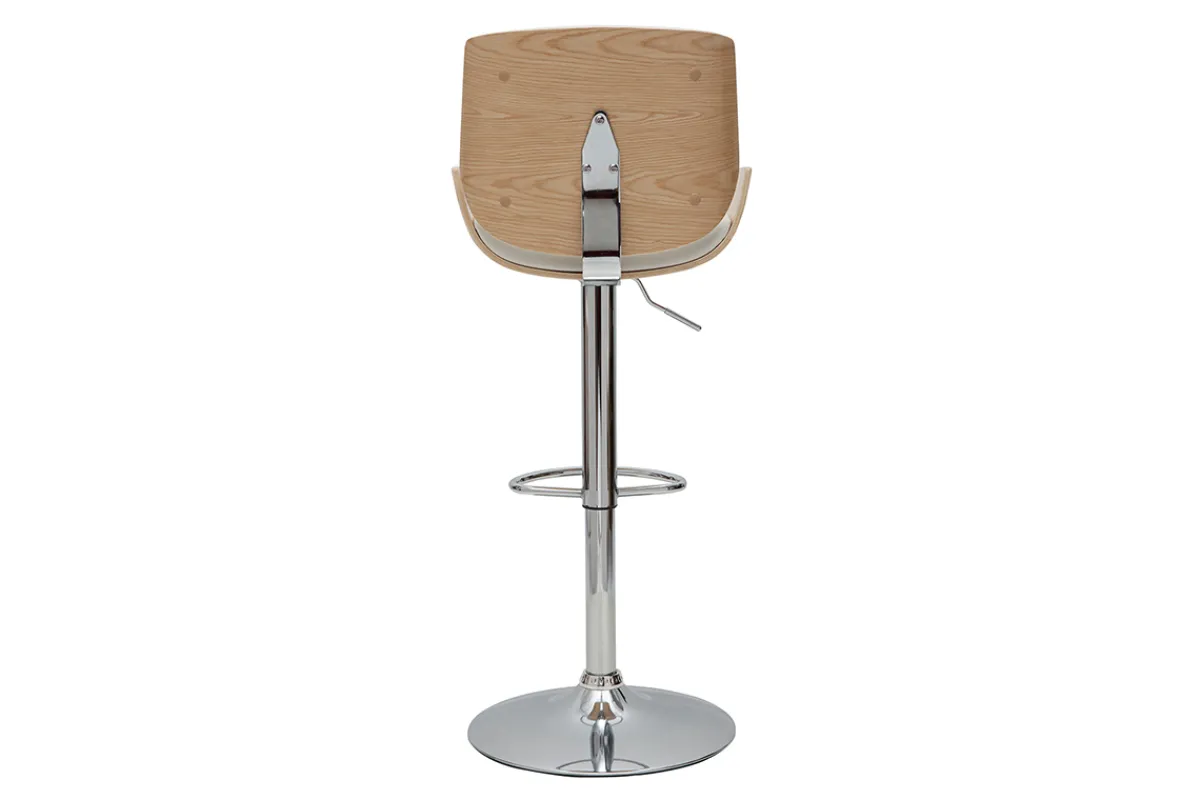 Miliboo Barhocker höhenverstellbar weiß und helles Holz VESPER* Barhocker