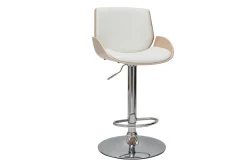 Miliboo Barhocker höhenverstellbar weiß und helles Holz VESPER* Barhocker