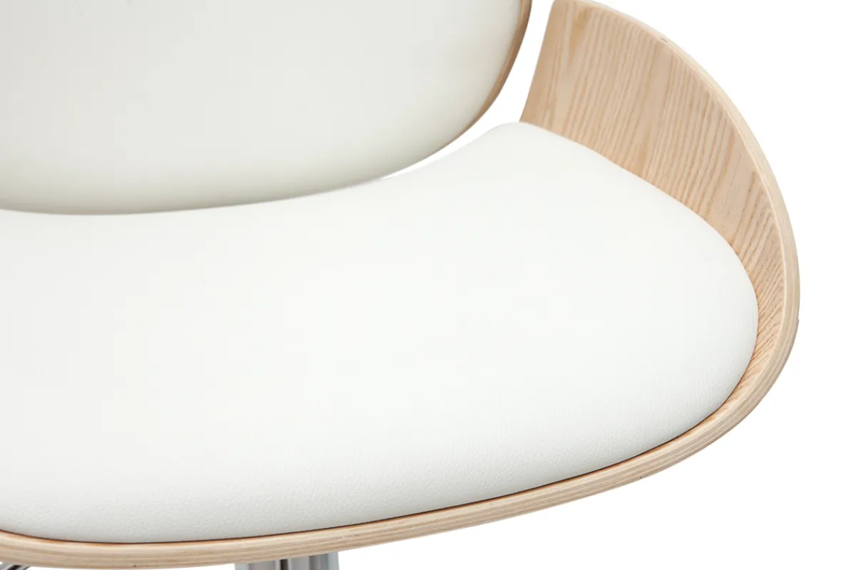 Miliboo Barhocker höhenverstellbar weiß und helles Holz VESPER* Barhocker