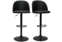 Miliboo Barhocker höhenverstellbar schwarzes Polyurethan und schwarzes Metall (2er-Set) CELESTE* Barhocker
