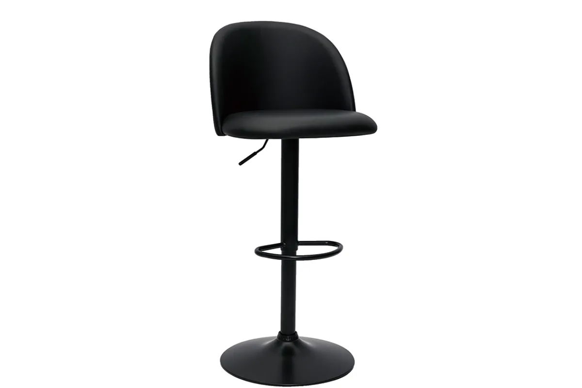Miliboo Barhocker höhenverstellbar schwarzes Polyurethan und schwarzes Metall (2er-Set) CELESTE* Barhocker