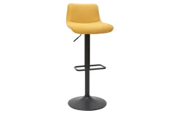 Miliboo Barhocker höhenverstellbar und um 360° drehbar aus Stoff mit strukturiertem Samteffekt in Senfgelb und Metall (2er-Set) BOOST* Barhocker