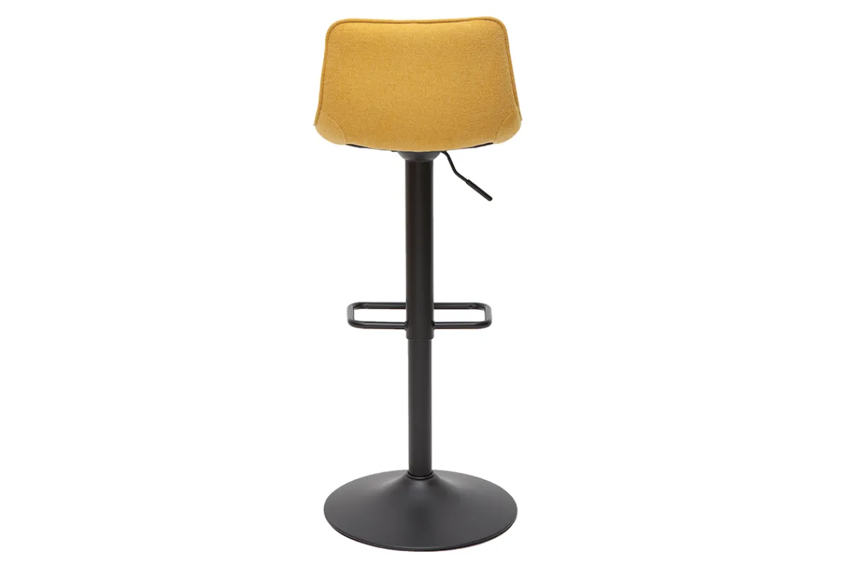 Miliboo Barhocker höhenverstellbar und um 360° drehbar aus Stoff mit strukturiertem Samteffekt in Senfgelb und Metall (2er-Set) BOOST* Barhocker