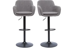 Miliboo Barhocker höhenverstellbar mit Samteffekt hellgrau (2er-Set) AMIKA* Barhocker