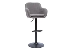 Miliboo Barhocker höhenverstellbar mit Samteffekt hellgrau (2er-Set) AMIKA* Barhocker
