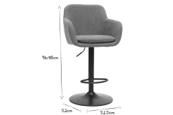 Miliboo Barhocker höhenverstellbar mit Samteffekt hellgrau (2er-Set) AMIKA* Barhocker