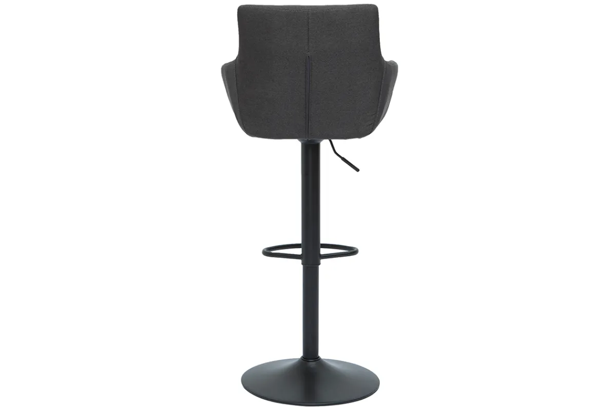 Miliboo Barhocker höhenverstellbar anthrazitgrauer Stoff und schwarz lackiertes Metall 2er-Set CARLIE* Barhocker