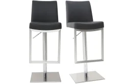 Miliboo Barhocker höhenverstellbar schwarz und verchromter Stahl (2er-Set) KYLE* Barhocker