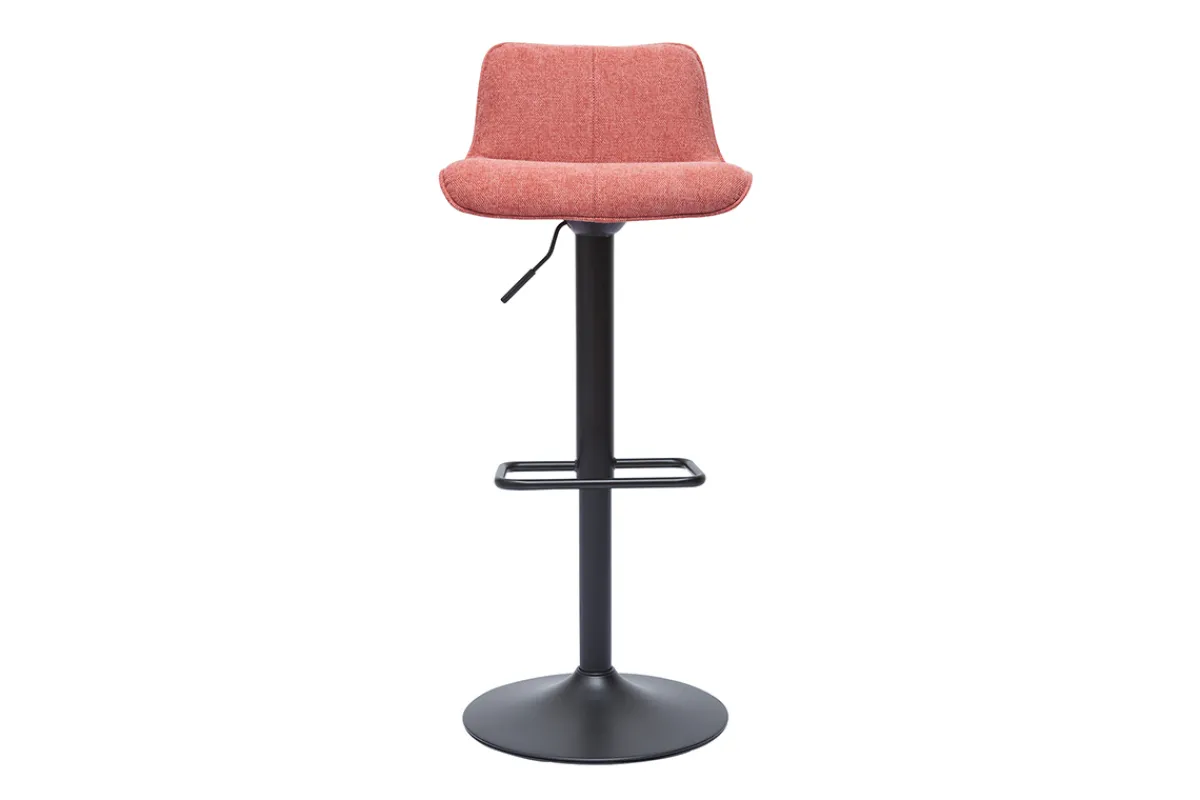Miliboo Barhocker höhenverstellbar und um 360° drehbar aus Stoff mit strukturiertem Samteffekt in Terracotta und schwarzem Metall (2er-Set) BOOST* Barhocker