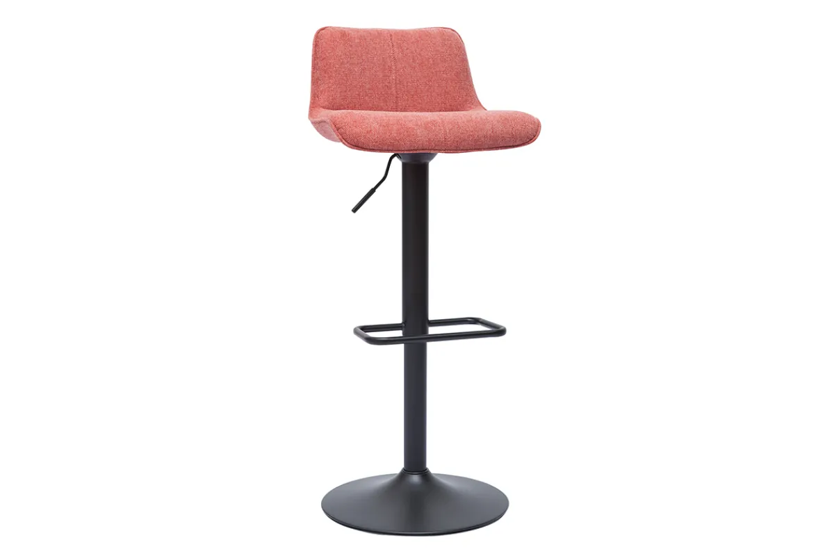 Miliboo Barhocker höhenverstellbar und um 360° drehbar aus Stoff mit strukturiertem Samteffekt in Terracotta und schwarzem Metall (2er-Set) BOOST* Barhocker