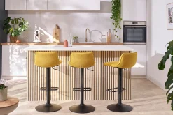 Miliboo Barhocker höhenverstellbar und um 360° drehbar aus Stoff mit strukturiertem Samteffekt in Terracotta und schwarzem Metall (2er-Set) BOOST* Barhocker
