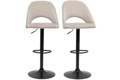 Miliboo Barhocker höhenverstellbar taupefarbener Samt und schwarzes Metall (2er-Set) COSETTE* Barhocker