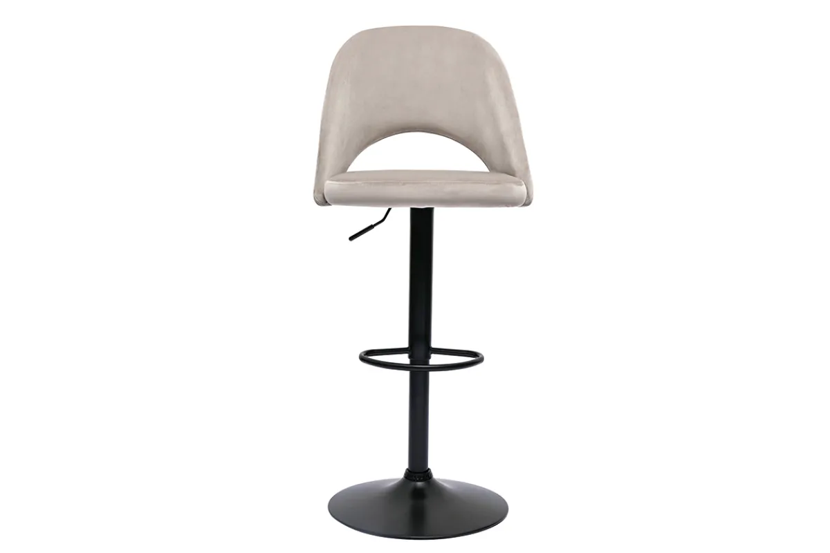 Miliboo Barhocker höhenverstellbar taupefarbener Samt und schwarzes Metall (2er-Set) COSETTE* Barhocker