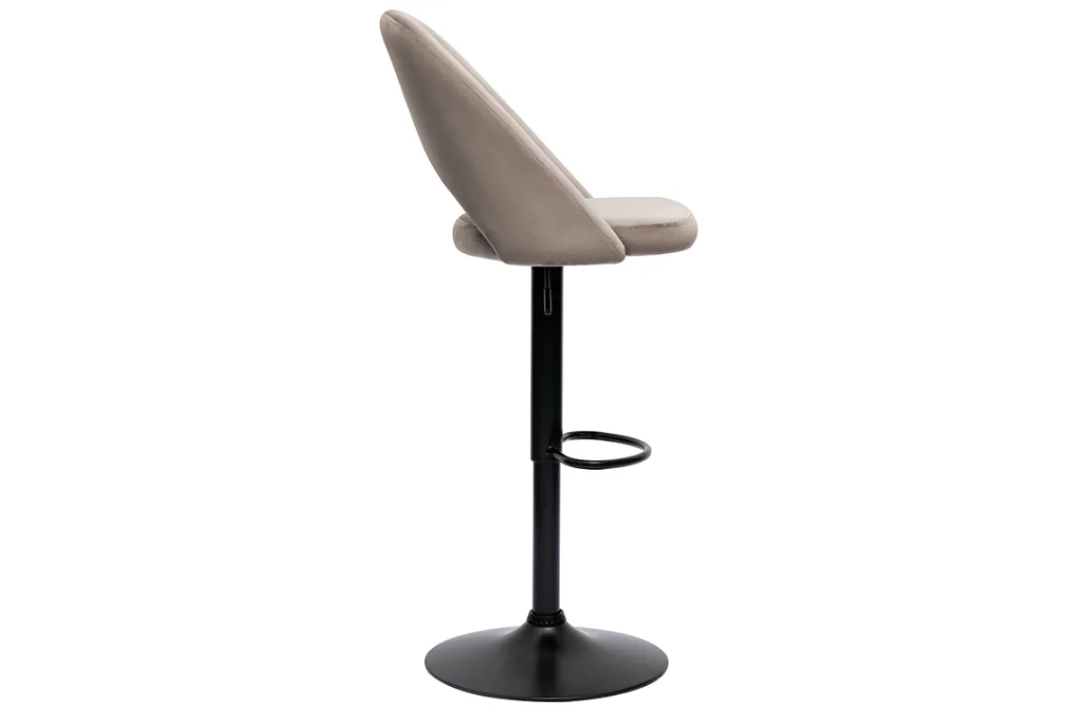 Miliboo Barhocker höhenverstellbar taupefarbener Samt und schwarzes Metall (2er-Set) COSETTE* Barhocker