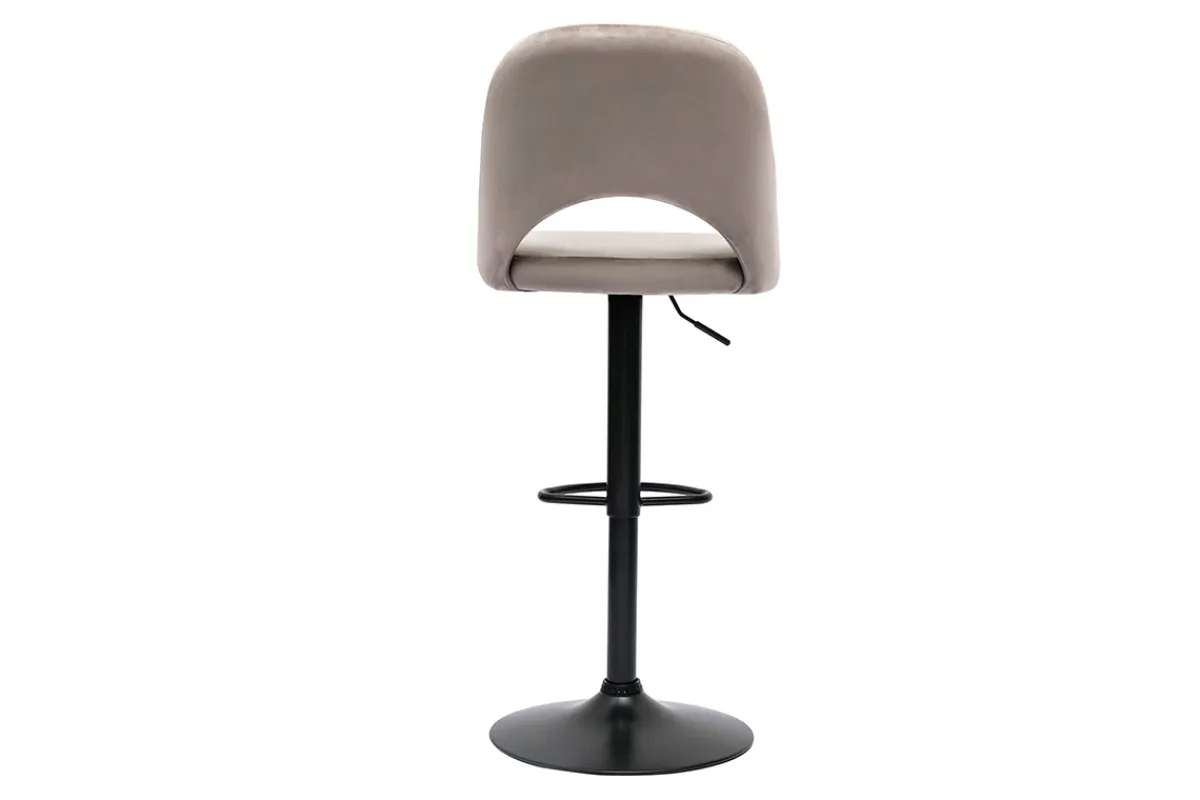 Miliboo Barhocker höhenverstellbar taupefarbener Samt und schwarzes Metall (2er-Set) COSETTE* Barhocker