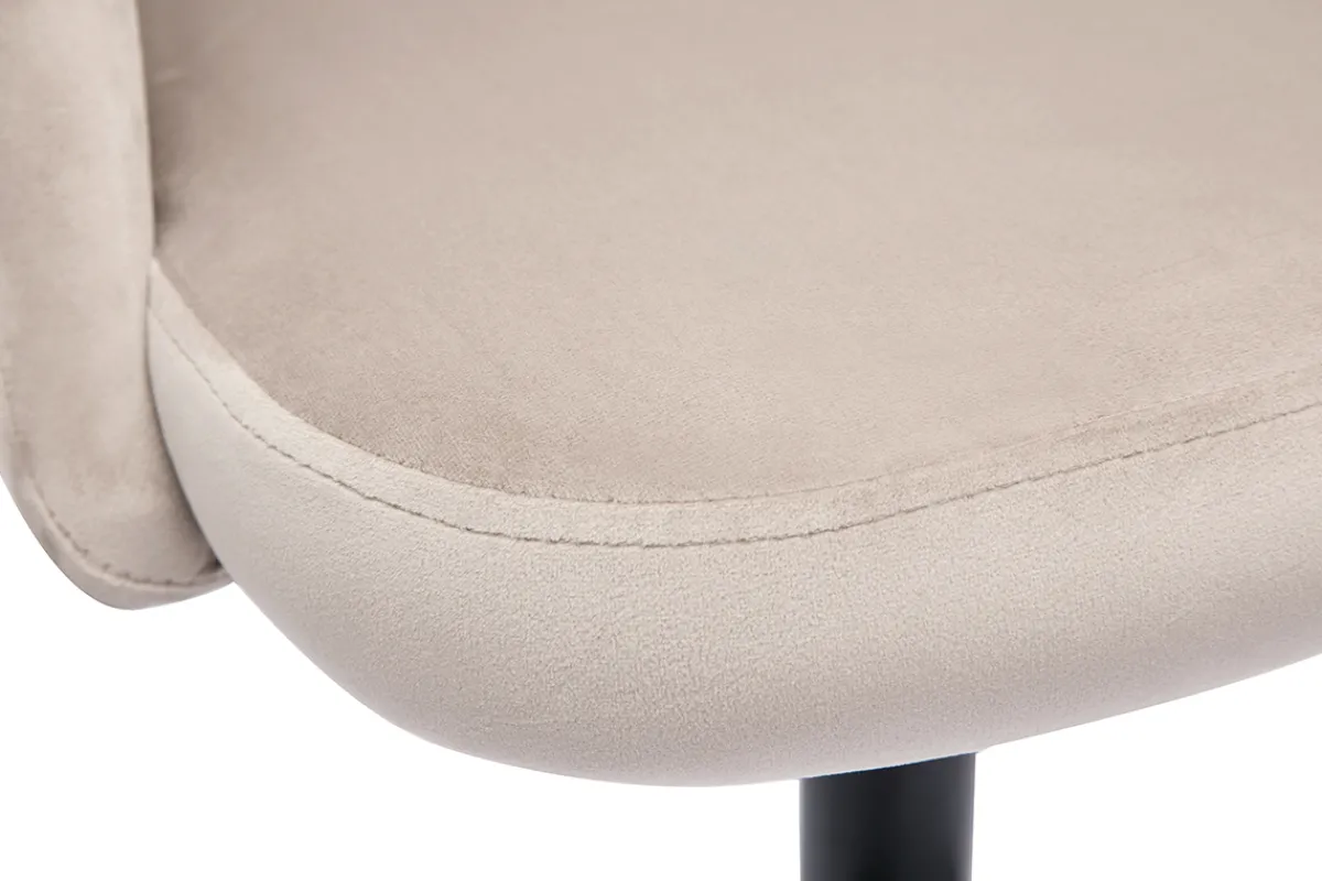 Miliboo Barhocker höhenverstellbar taupefarbener Samt und schwarzes Metall (2er-Set) COSETTE* Barhocker