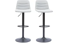 Miliboo Barhocker höhenverstellbar aus hellgrauer Stoff und Metall (2er-Set) SAURY* Barhocker