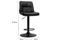 Miliboo Barhocker höhenverstellbar schwarzes Polyurethan und schwarzes Metall (2er-Set) ZUCK* Barhocker