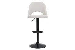 Miliboo Barhocker höhenverstellbar Stoff mit strukturiertem Samteffekt in Beige und schwarzes Metall (2er-Set) COSETTE* Barhocker
