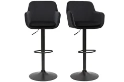 Miliboo Barhocker höhenverstellbar schwarzer Samt und schwarzes Metall (2er-Set) AMIKA* Barhocker