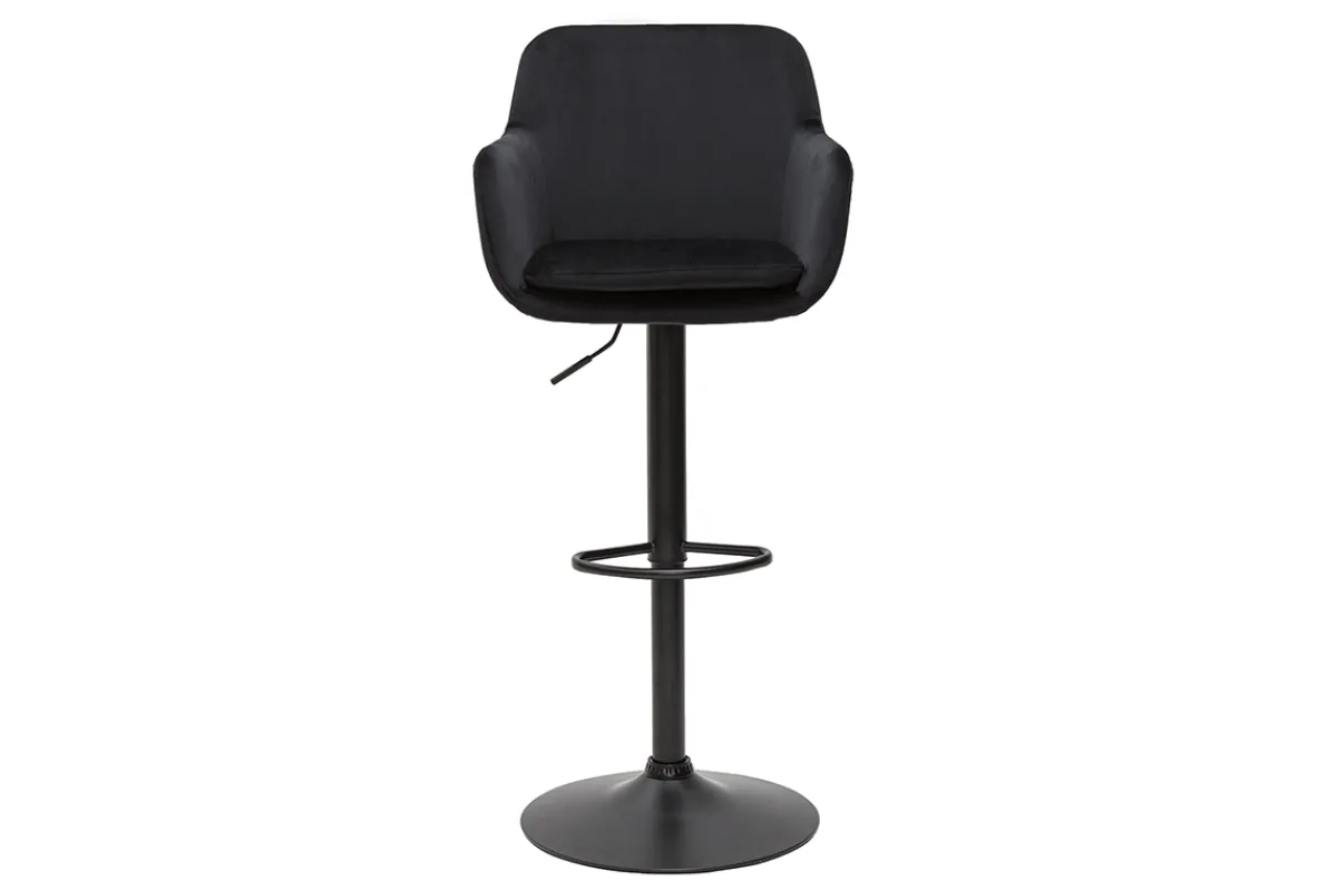 Miliboo Barhocker höhenverstellbar schwarzer Samt und schwarzes Metall (2er-Set) AMIKA* Barhocker