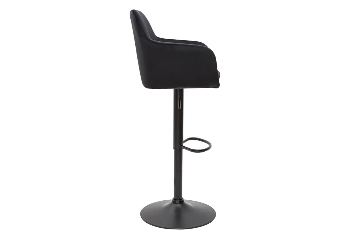 Miliboo Barhocker höhenverstellbar schwarzer Samt und schwarzes Metall (2er-Set) AMIKA* Barhocker